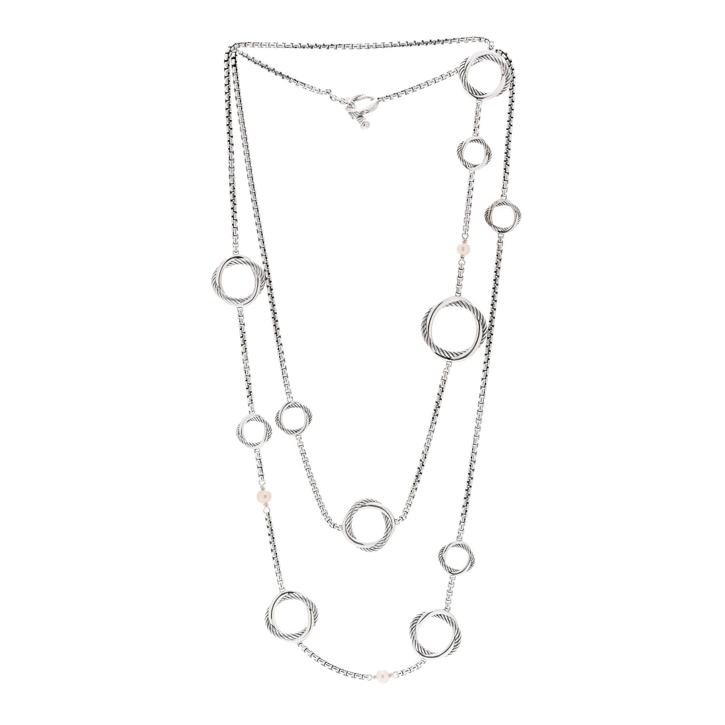Sterling Silver Freshwater Cultured Pearl Infinity Station Chain Necklace