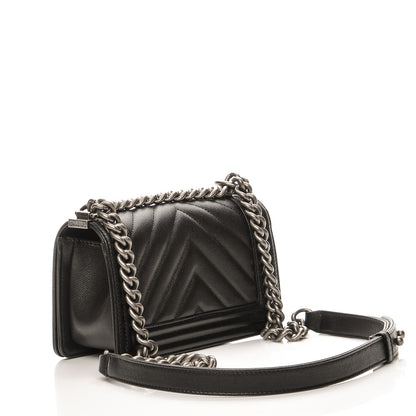 Chanel Caviar Chevron Quilted Small Boy Flap Black 3 of 8