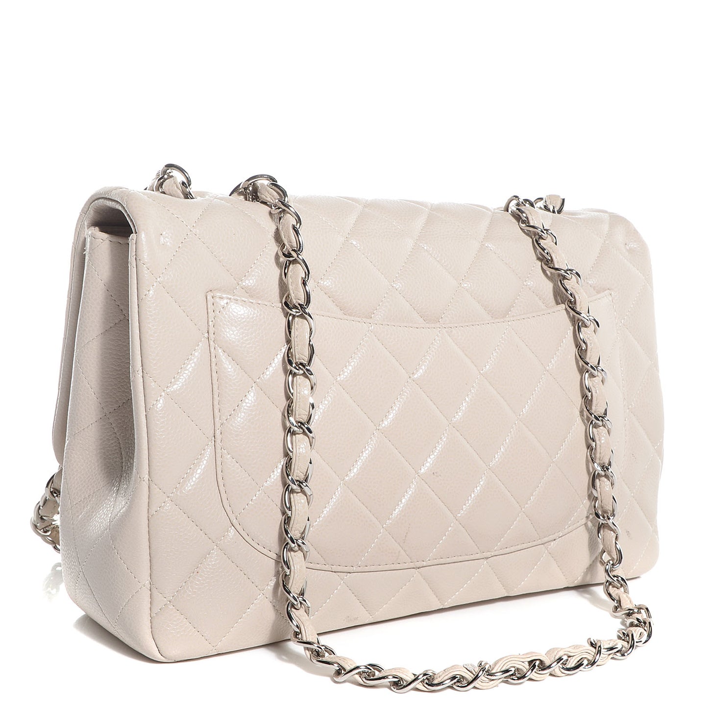 Caviar Jumbo Single Flap Light Beige