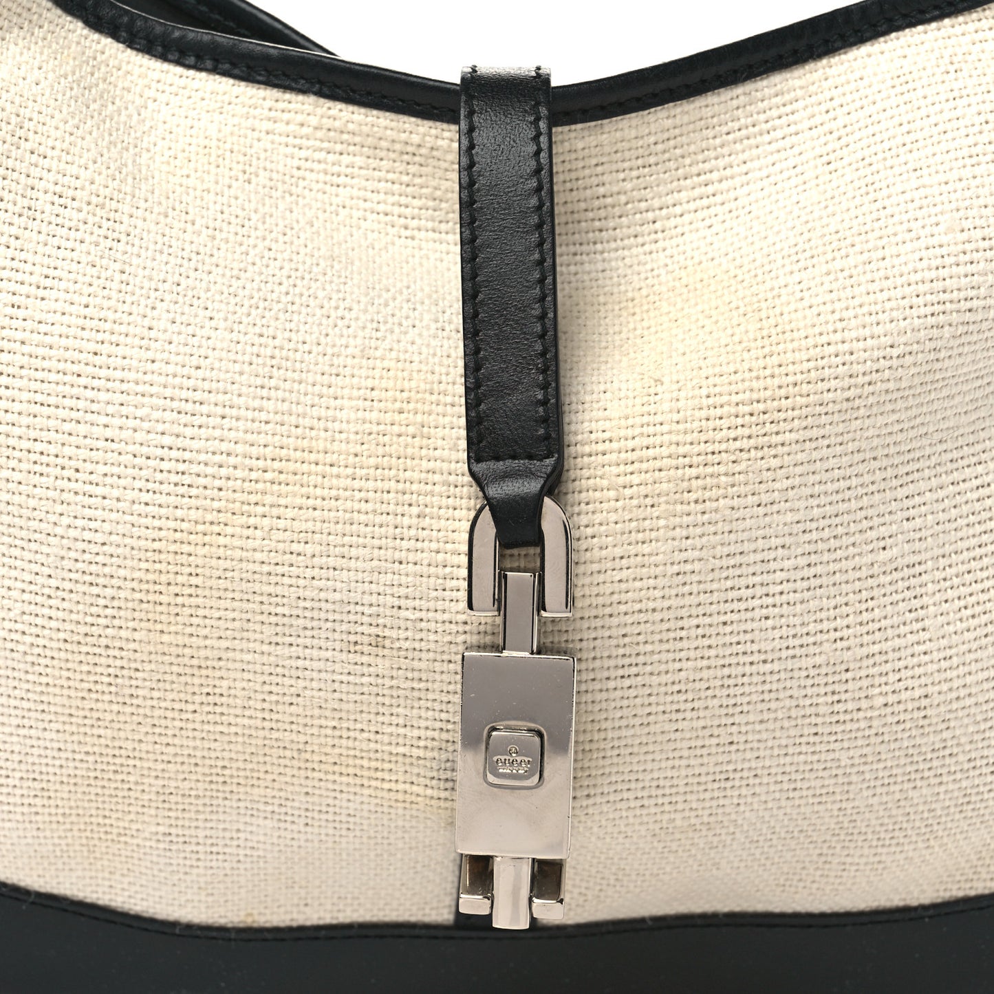 Canvas Calfskin Jackie O Hobo Black Tan
