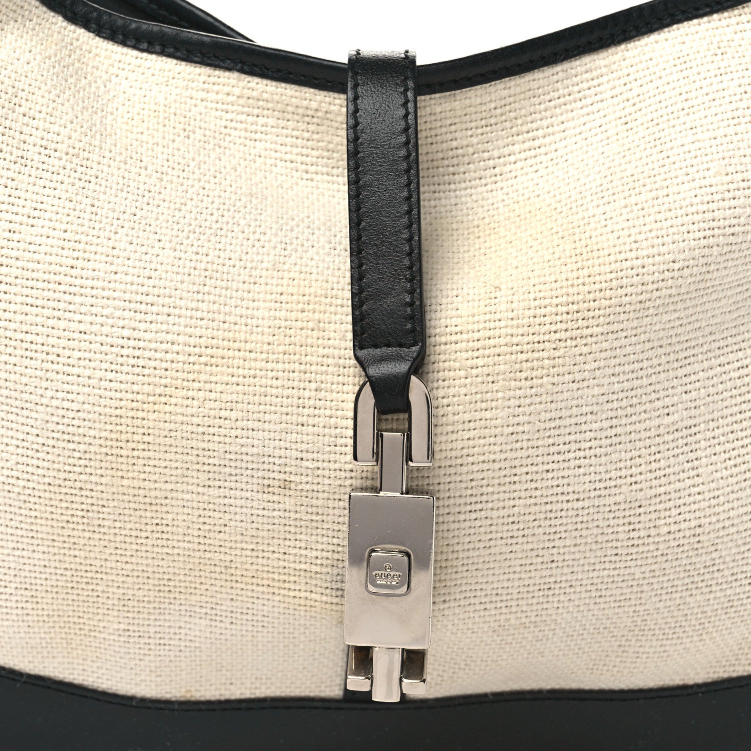 Gucci Canvas Calfskin Jackie O Hobo Black Tan 8 of 12