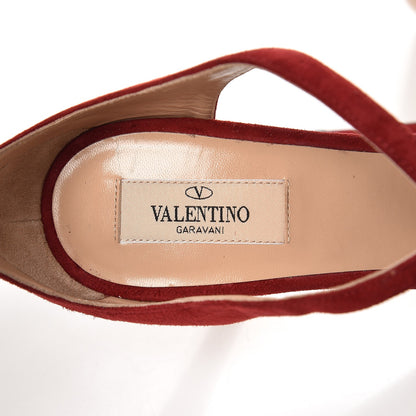 Valentino Garavani Suede Rockstud Lovestud Ankle Strap 100 Sandals 39.5 Rubino 7 of 9