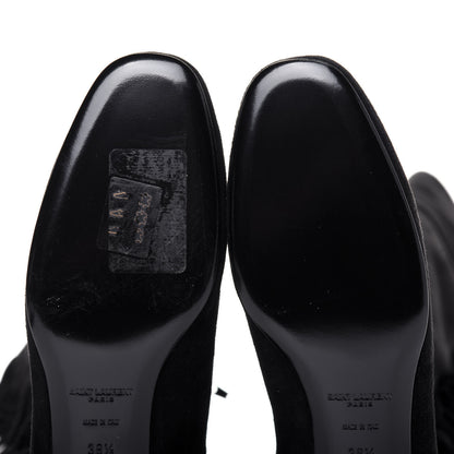 Saint Laurent Suede Goatskin BB 20 Over The Knee Fringed Boots 38.5 Black 8 of 9
