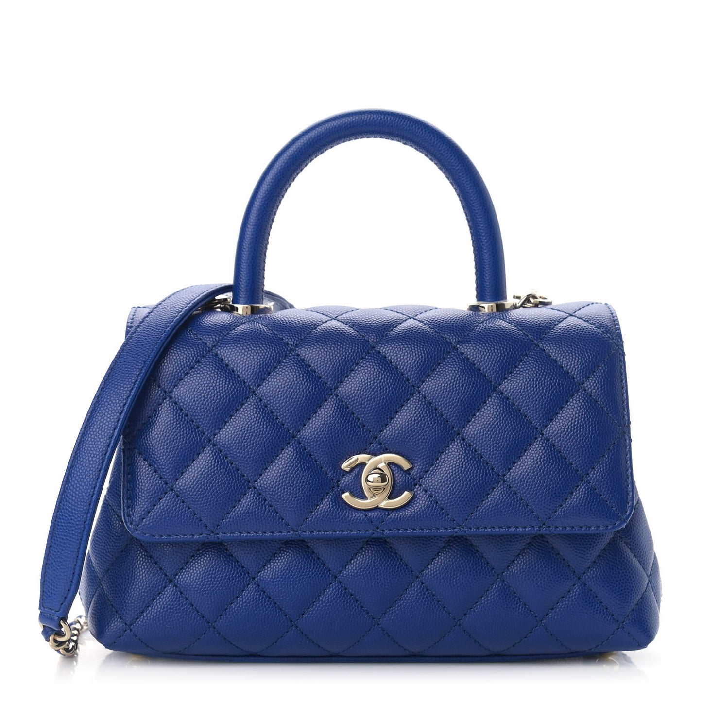 Caviar Quilted Mini Coco Handle Flap Blue