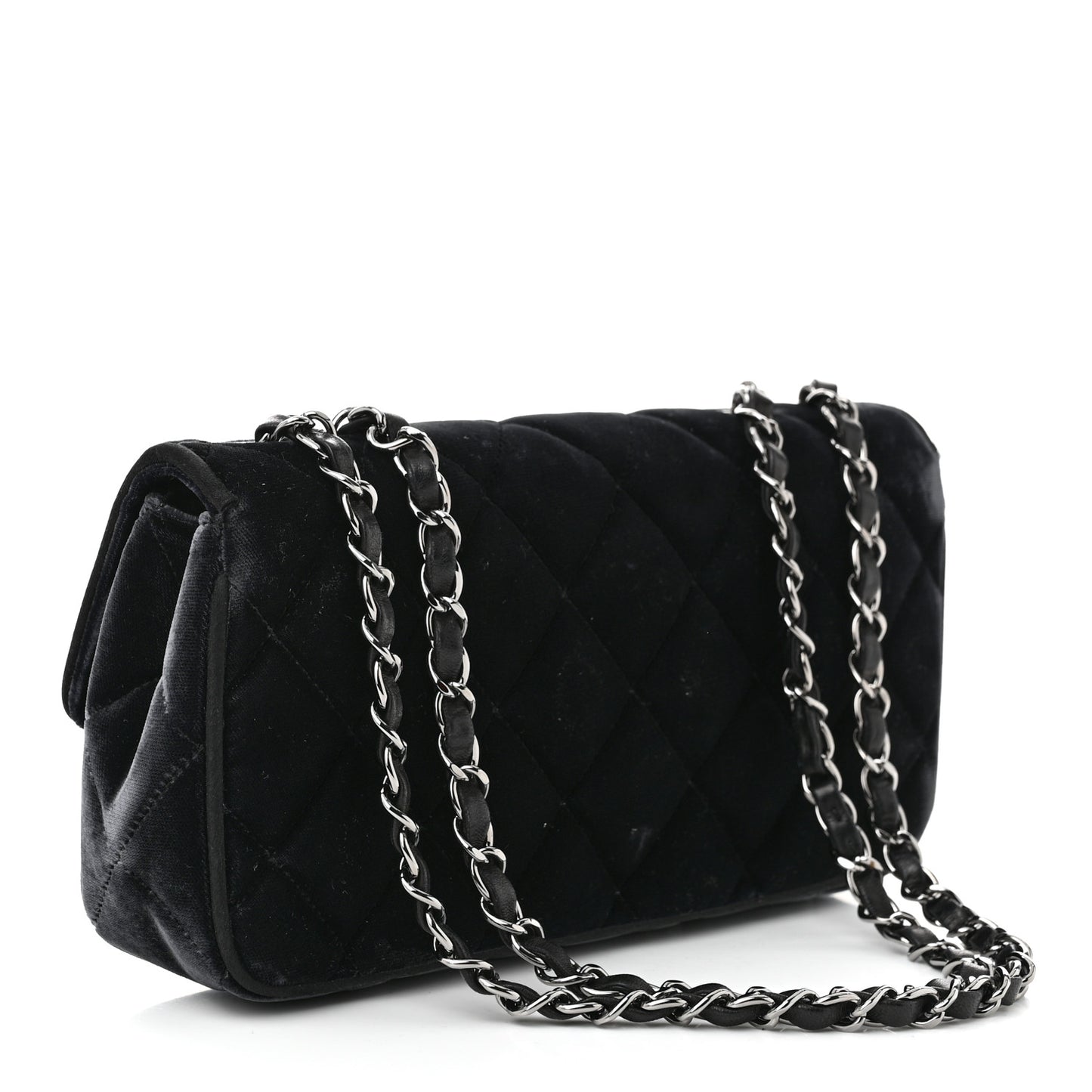 Velvet Quilted East West Flap Black