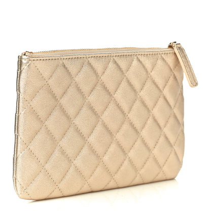 Chanel Metallic Lambskin Quilted Cosmetic Case Gold 3 of 11