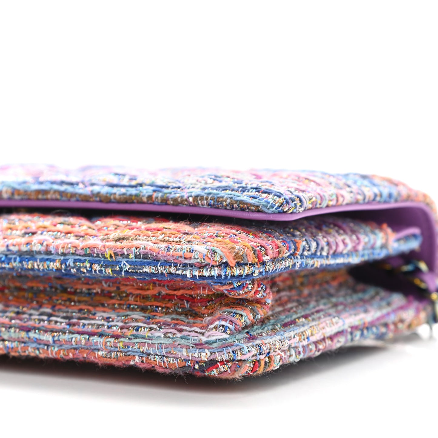 Tweed Iridescent Wallet On Chain WOC Blue Pink Orange Silver