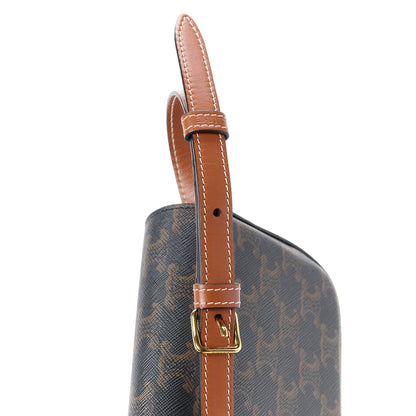 Celine Canvas Calfskin Triomphe Shoulder Bag Tan 14 of 15