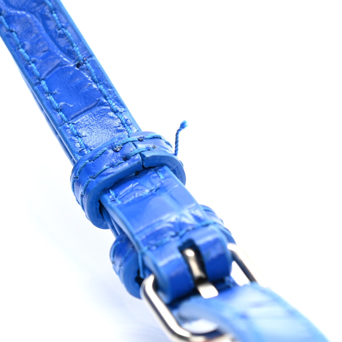 Shiny Calfskin Crocodile Embossed Hourglass Top Handle Bag XS Royal Blue