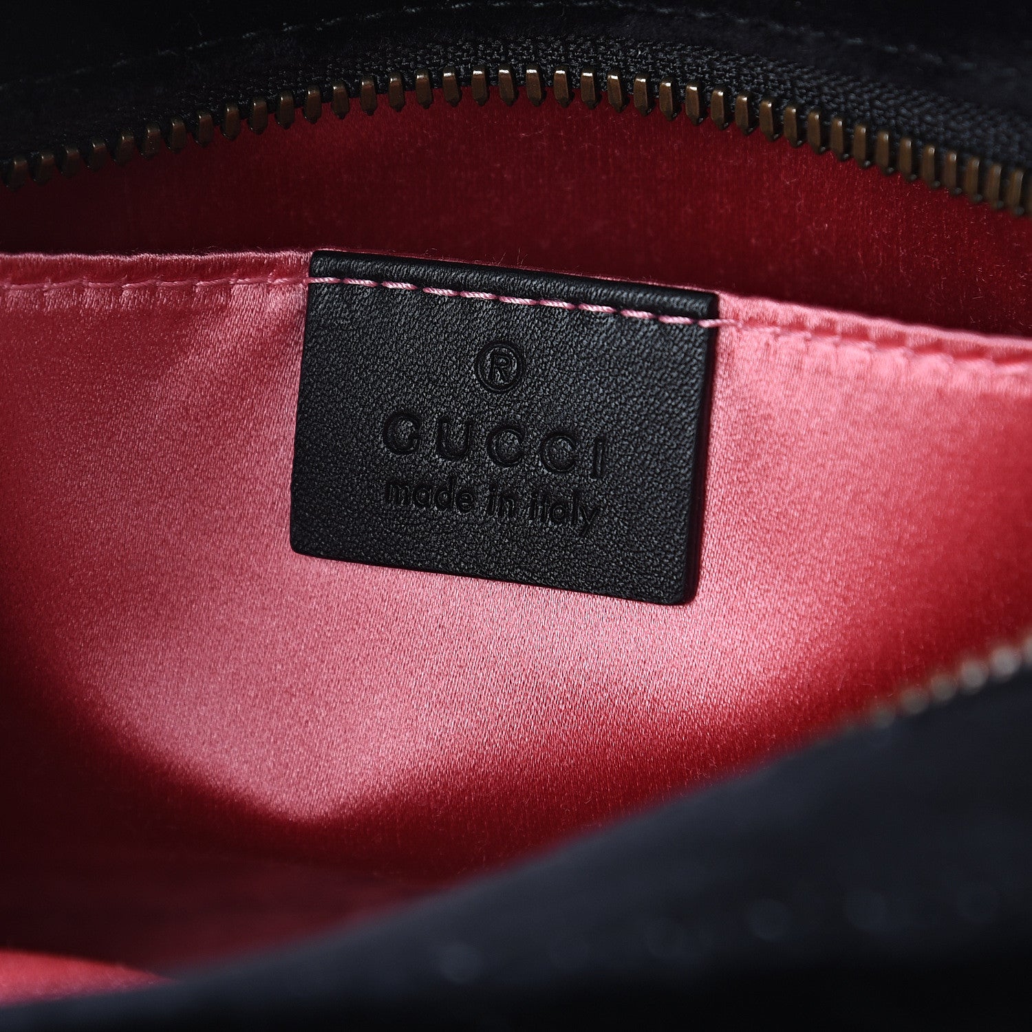 Gucci Velvet Matelasse Deer Embroidered Small GG Marmont Chain Shoulder Bag Black 5 of 8