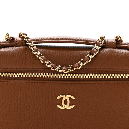 Chanel Grained Calfskin Top Handle Slim Vanity Case With Chain Camel 8 of 11