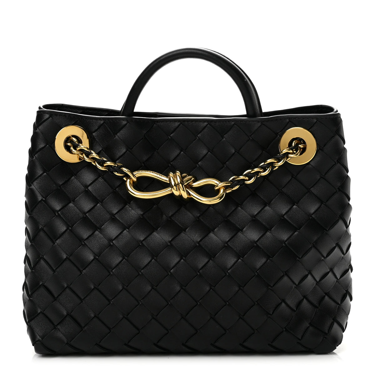 Nappa Intrecciato Small Andiamo With Chain Shoulder Bag Black