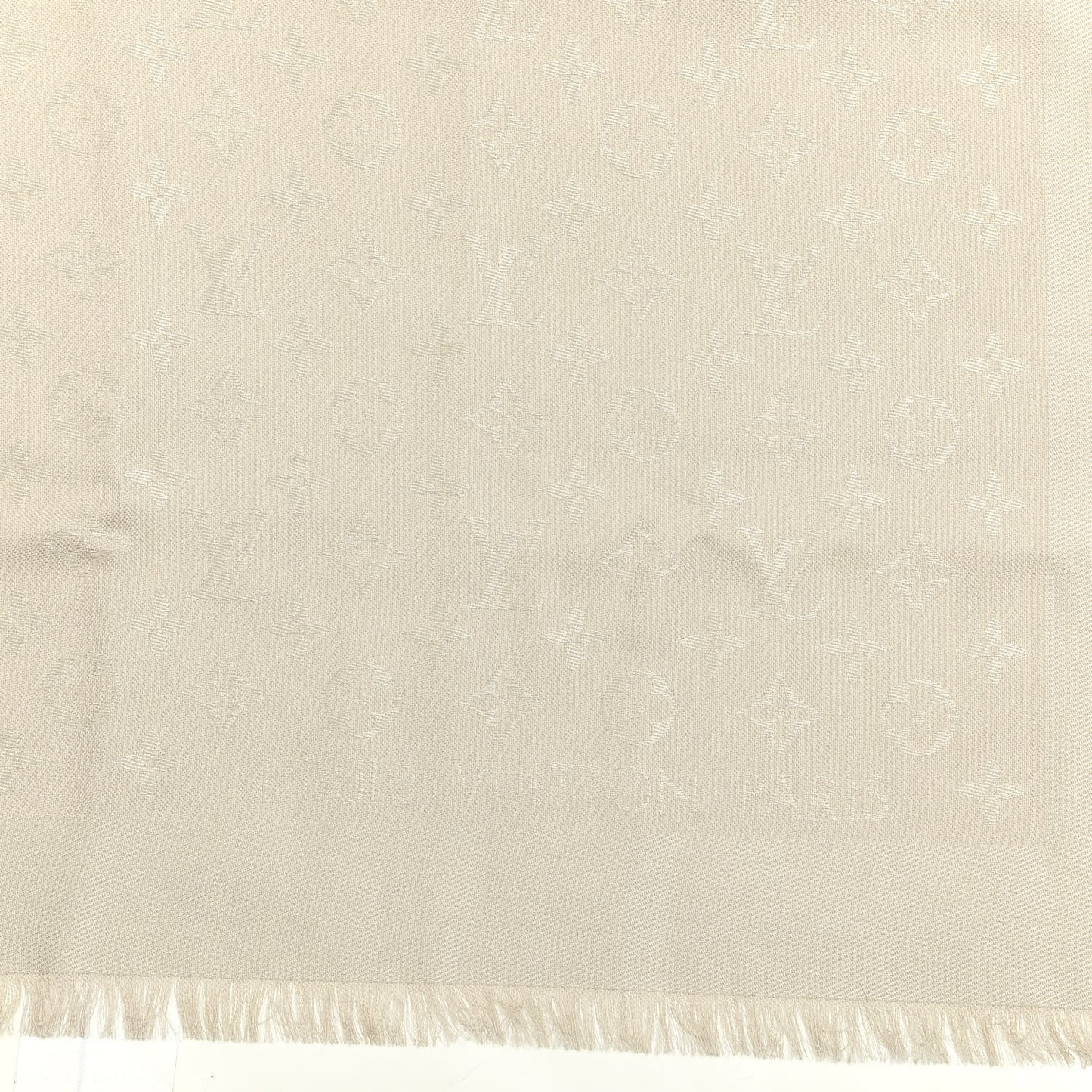 Silk Wool Monogram Shawl Beige
