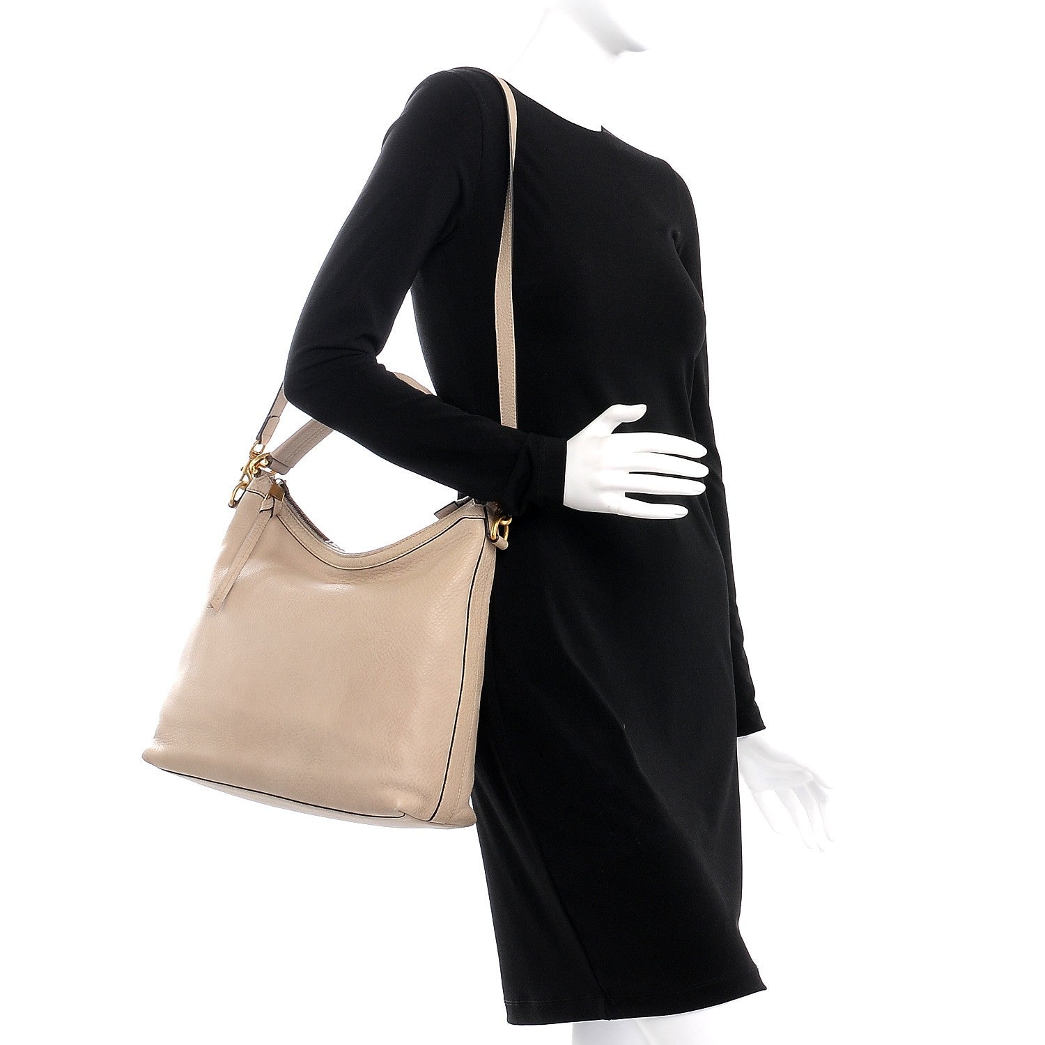 Gucci Pebbled Calfskin Small Miss GG Hobo Beige 2 of 12