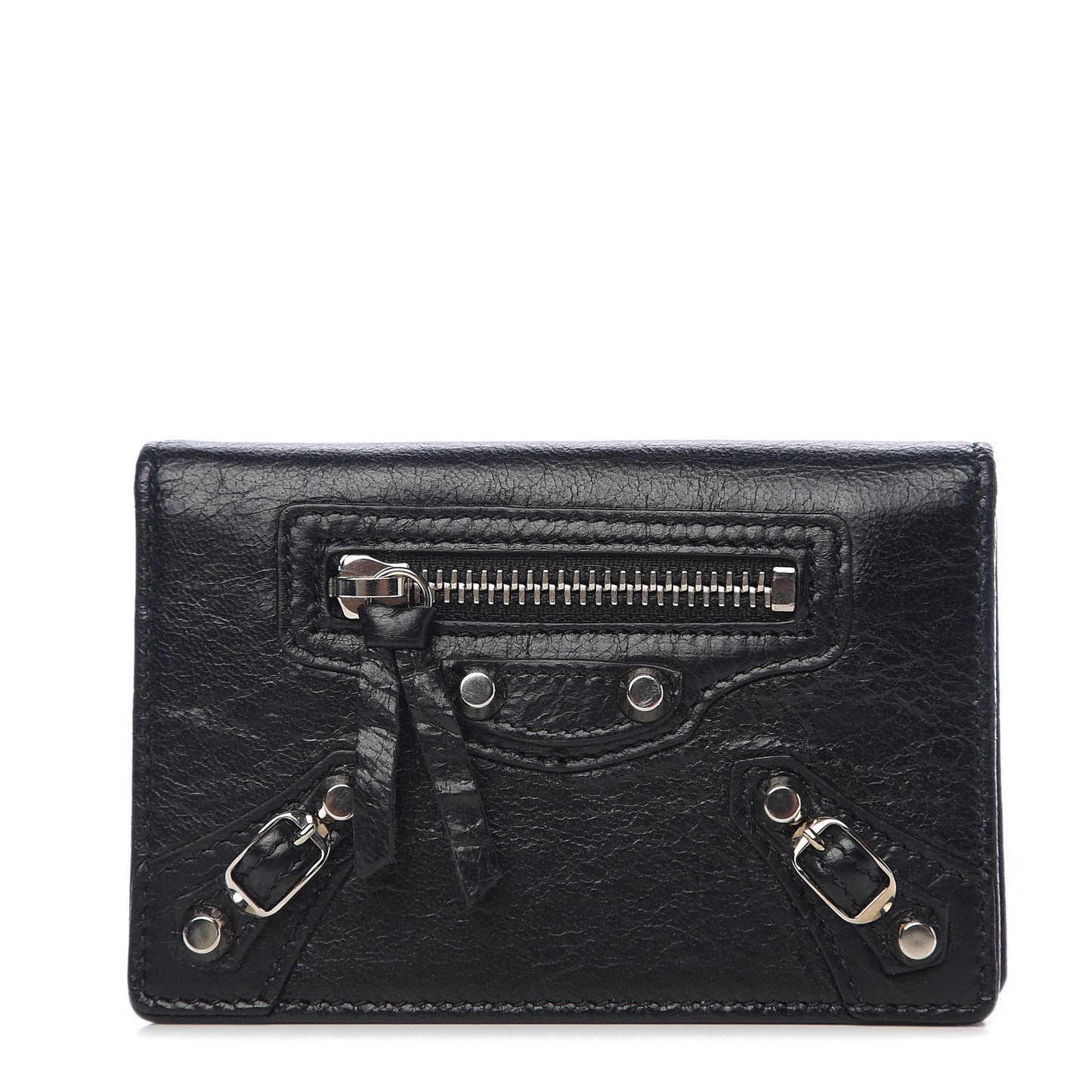 Agneau Classic Gold Hardware Card Case Black