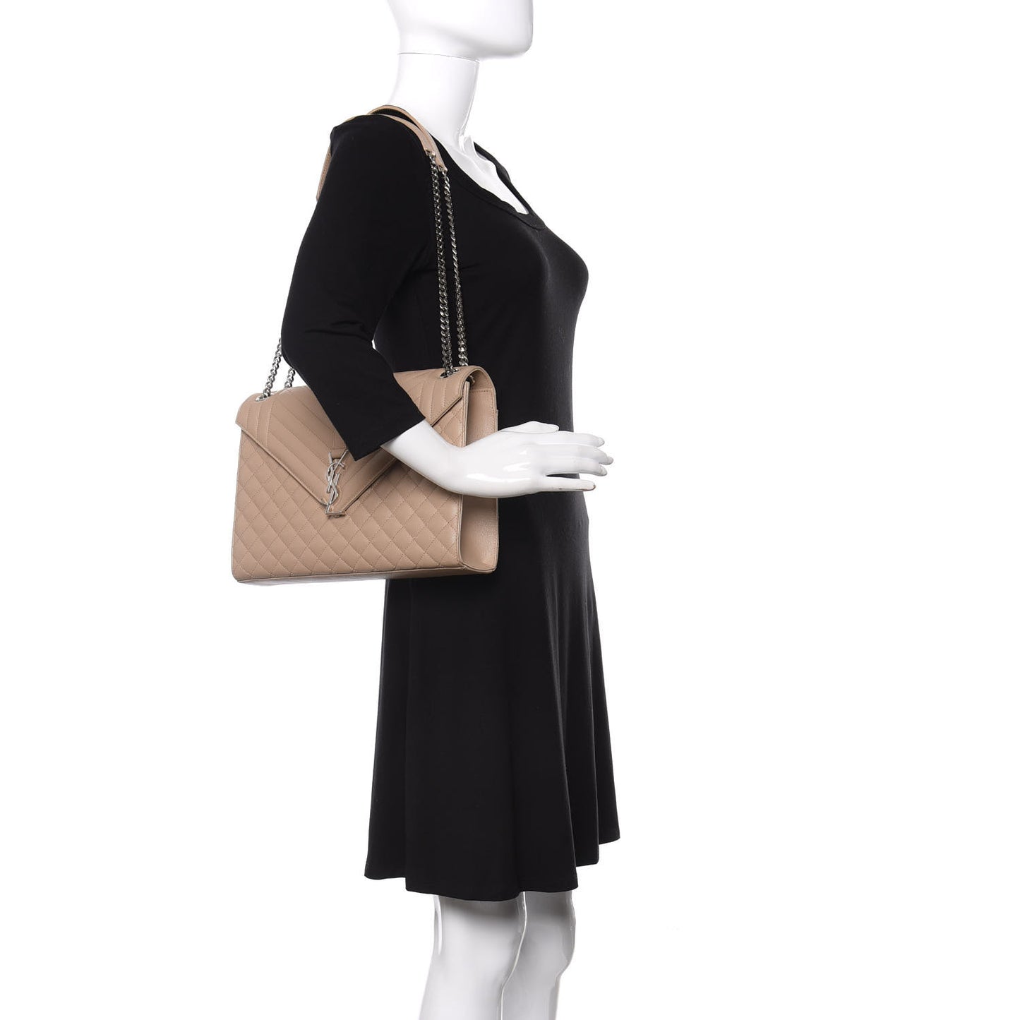 Grain De Poudre Large Tri-Quilt Monogram Satchel Dark Beige