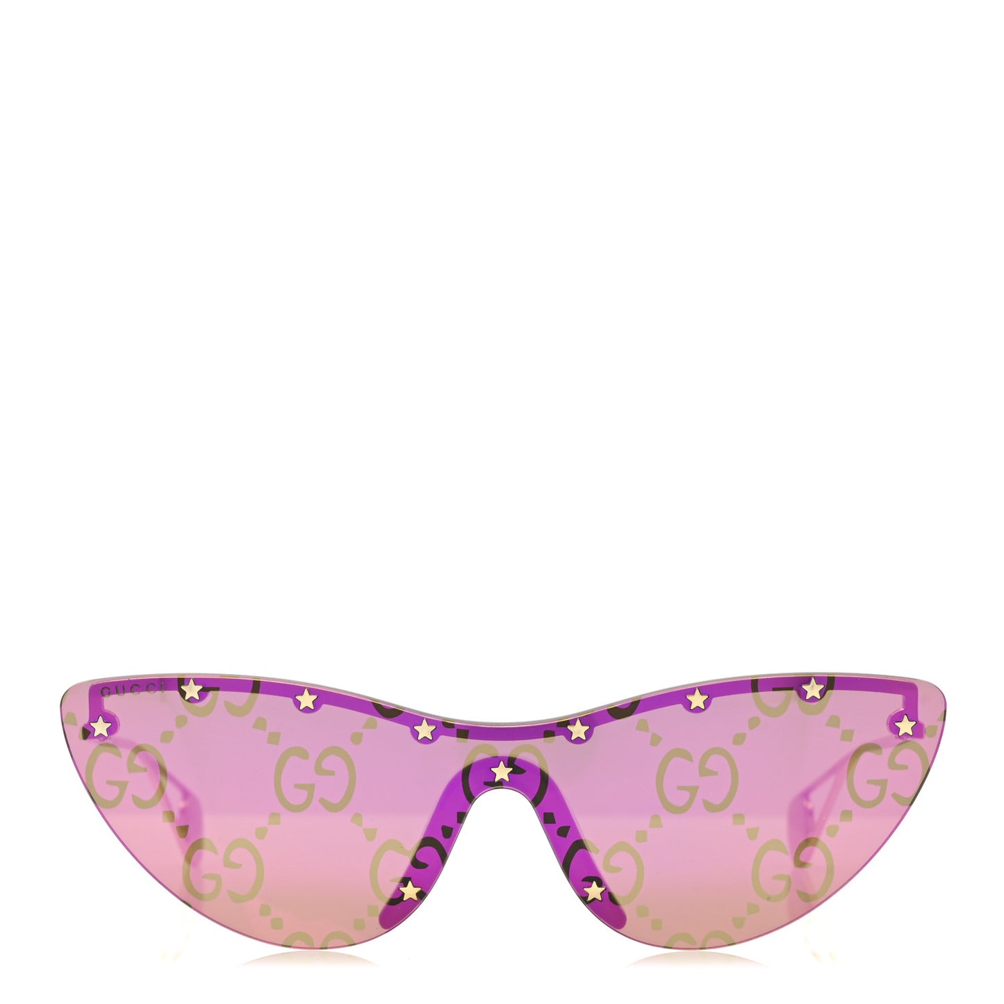 Metal Rimless Star Studded Monogram 90mm Cat Eye GG0666S Sunglasses Mirror Purple