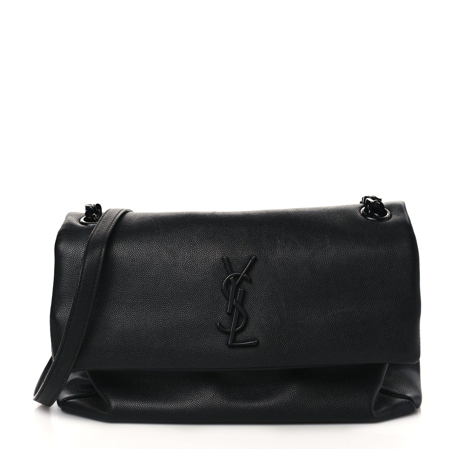 Saint Laurent Grain De Poudre Medium West Hollywood Monogram Fold-Over Black 1 of 7