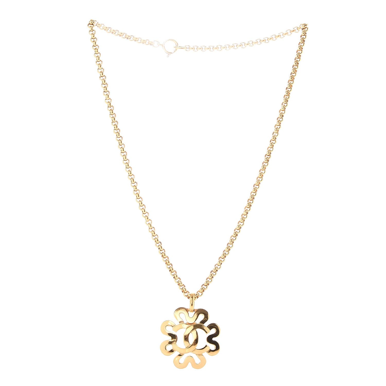 Chanel CC Chain Pendant Long Necklace Gold 3 of 5