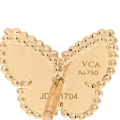 Van Cleef & Arpels 18K Yellow Gold Mother of Pearl Sweet Alhambra Butterfly Earrings 4 of 5