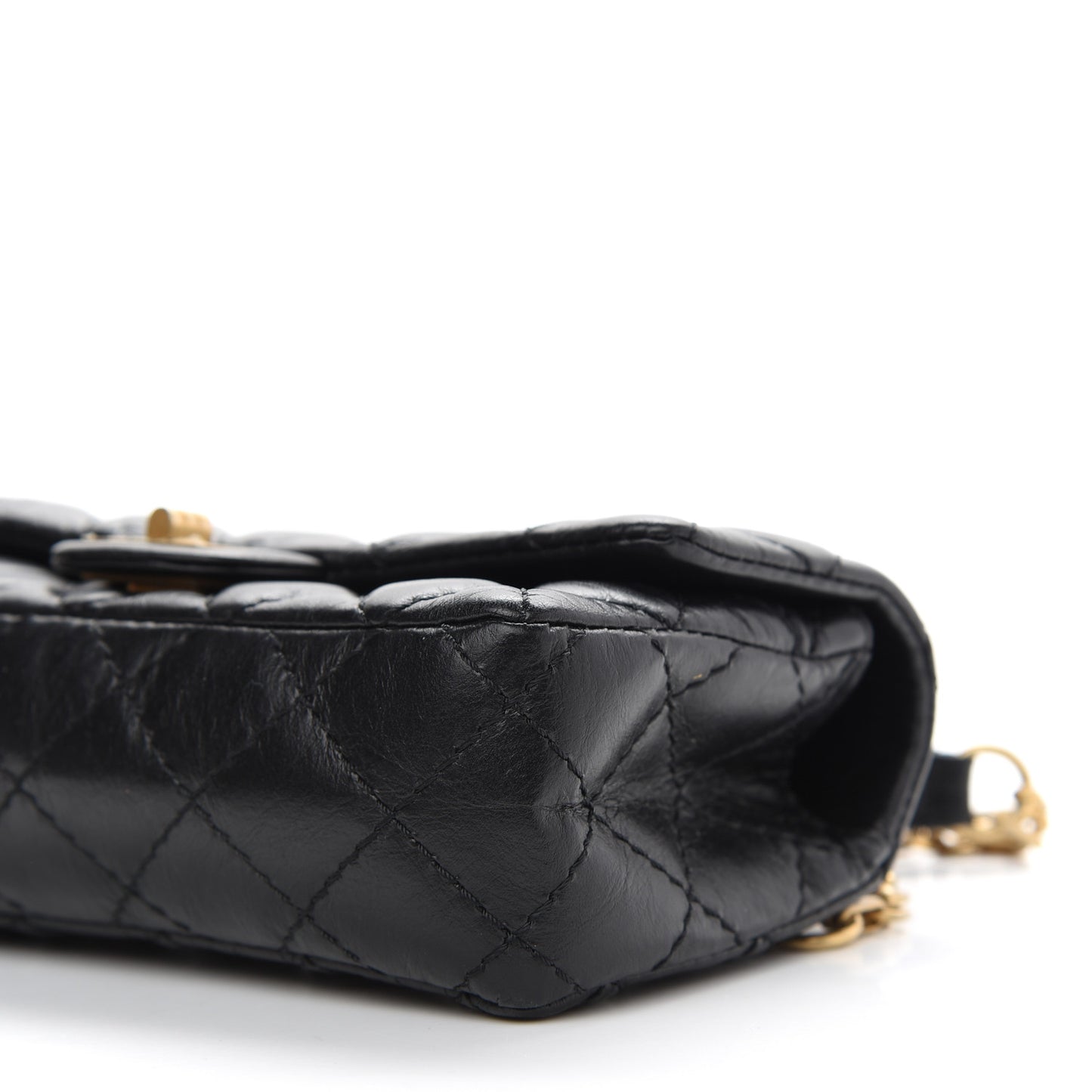 Aged Calfskin Quilted 2.55 Reissue Chain Waist Bag Black