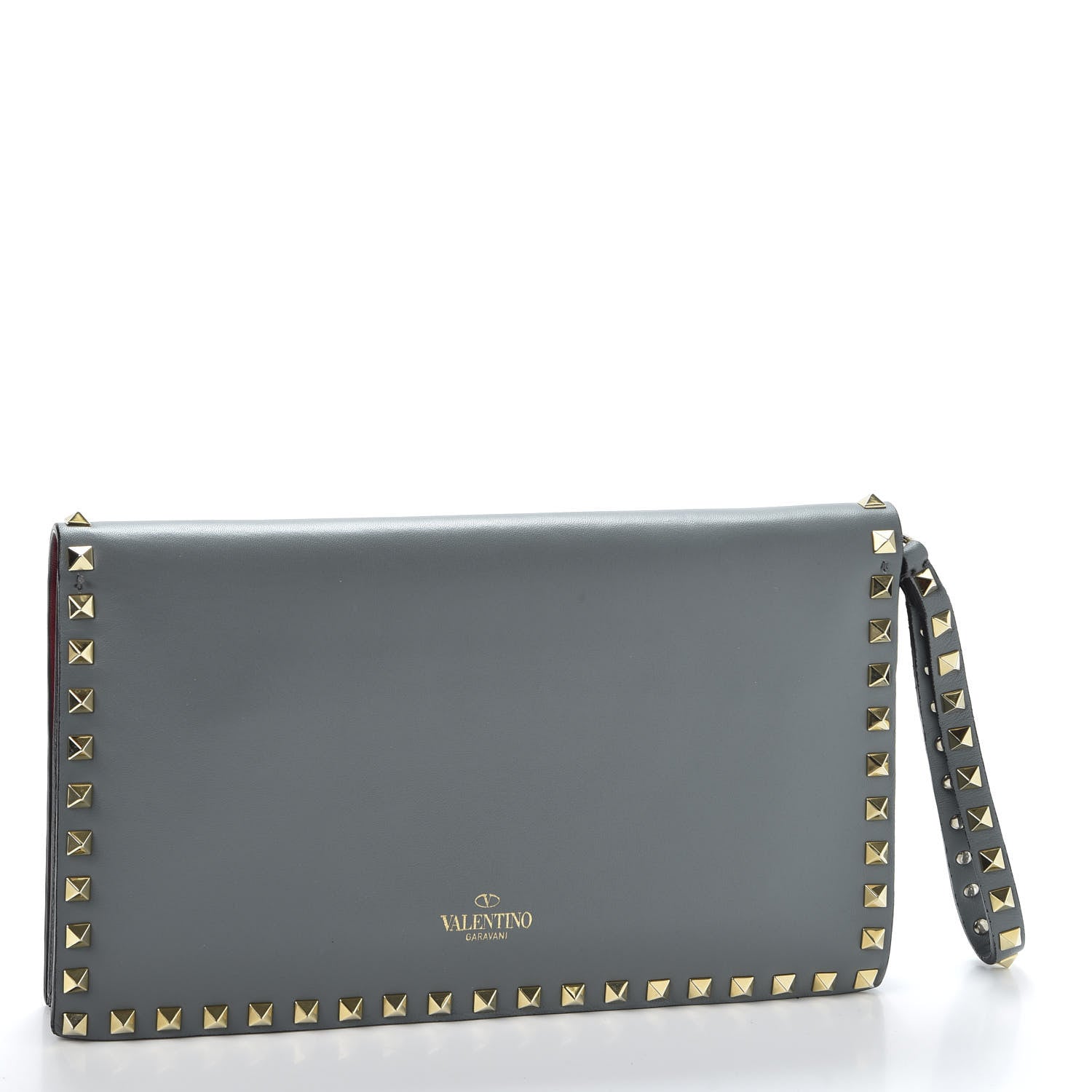 Valentino Garavani Nappa Rockstud Wristlet Clutch Grey 2 of 8