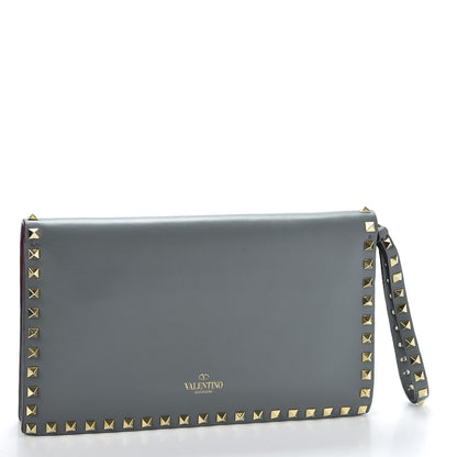 Valentino Garavani Nappa Rockstud Wristlet Clutch Grey 2 of 8