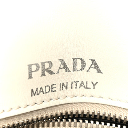 Prada Soft Calfskin Impunture Diagramme Medium Chain Flap Shoulder Bag White 6 of 10