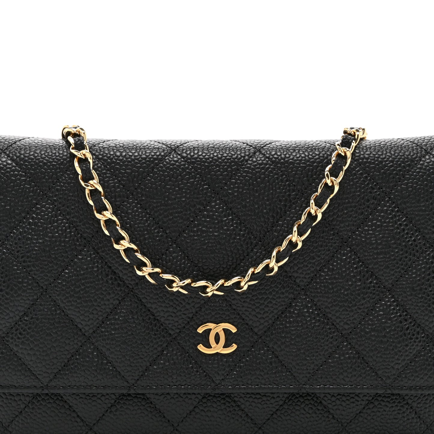 Caviar Quilted Wallet on Chain WOC Black
