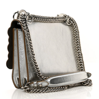 Fendi Vitello Catalan Mirror Scalloped Multi Studded Small Kan I Shoulder Bag Argento 3 of 12