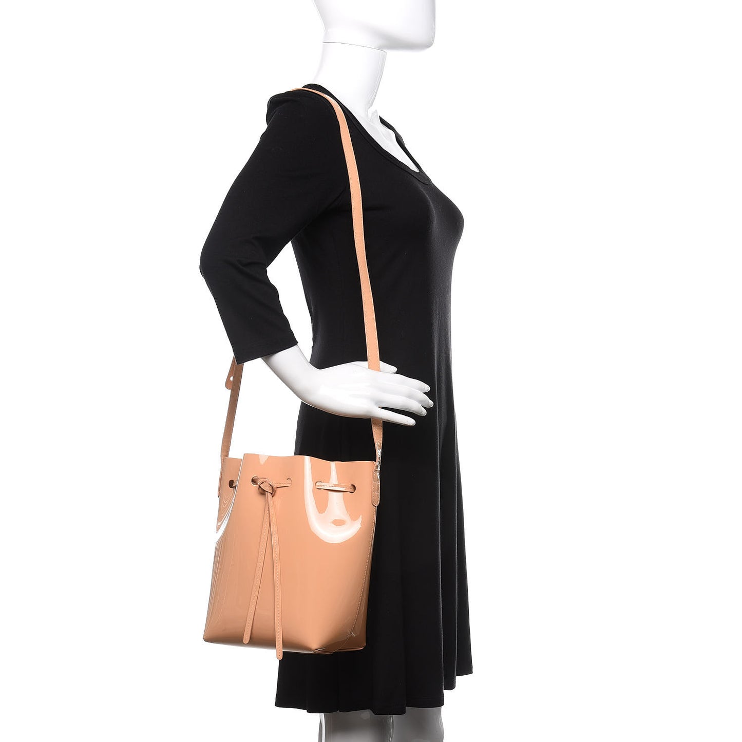 Patent Calfskin Bucket Bag Rosa