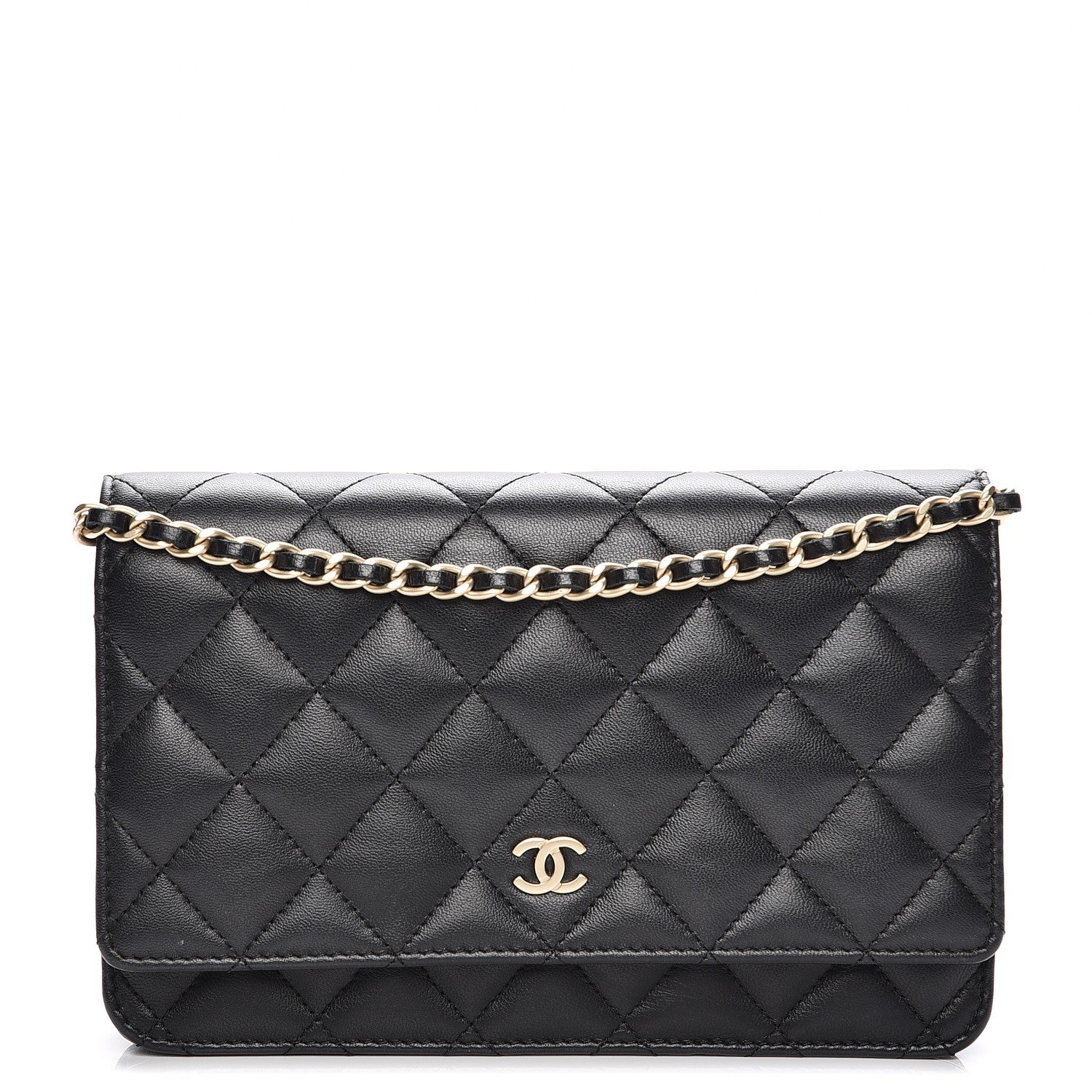 Chanel Lambskin Quilted Wallet On Chain WOC Black 1 of 15