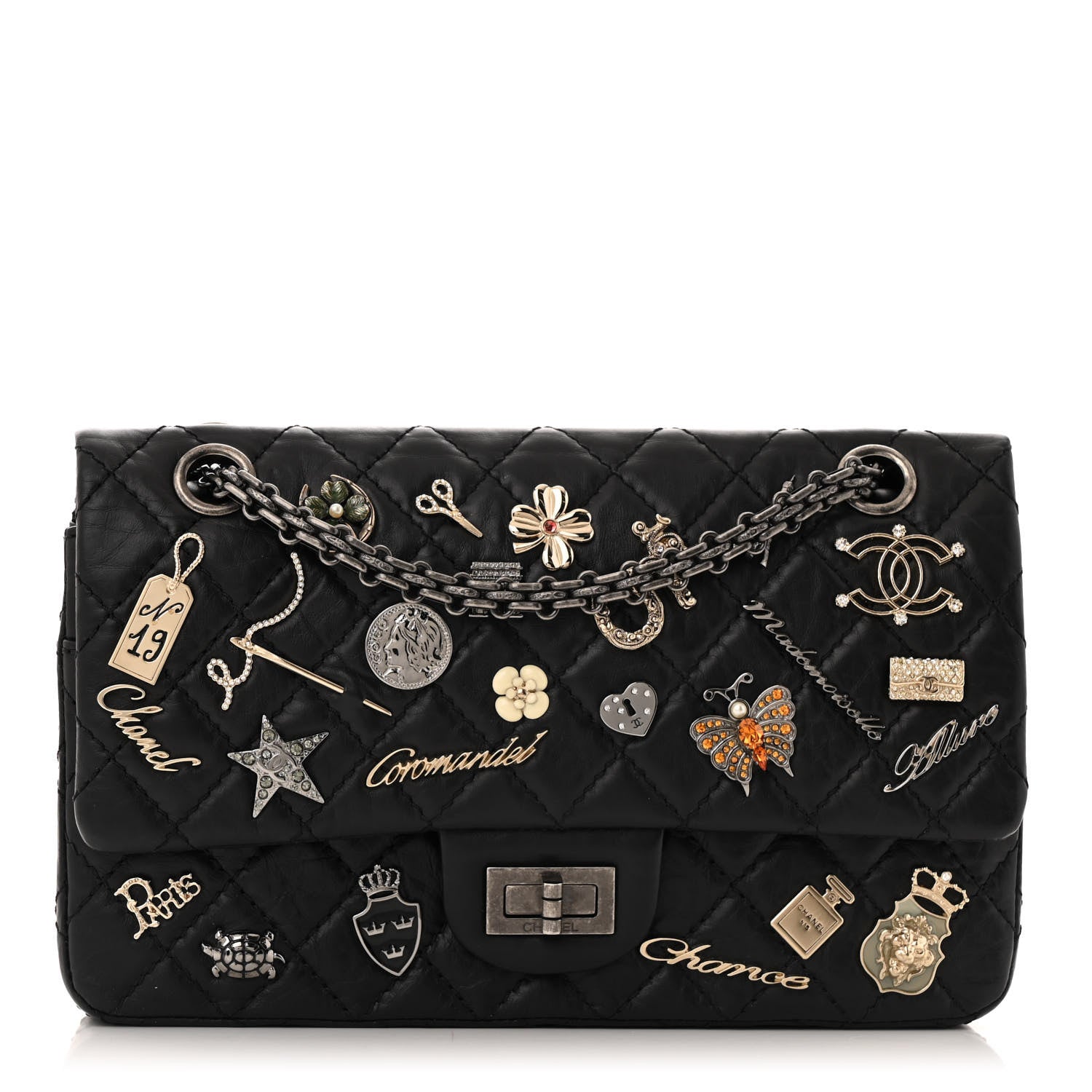 Chanel Aged Calfskin Lucky Charms 2.55 Reissue 225 Flap Black 1 of 11