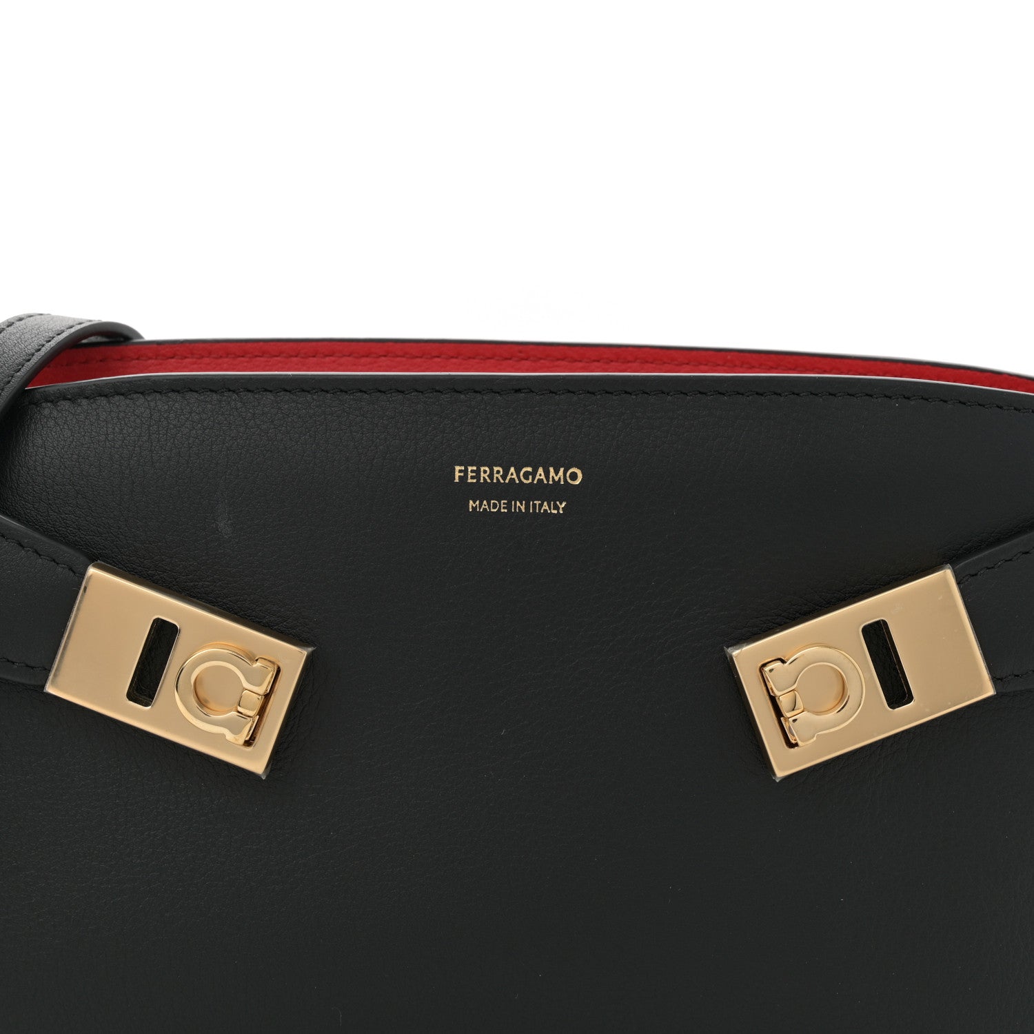 Salvatore Ferragamo Calfskin Mini Hug Crossbody Bag Black Flame Red 8 of 10