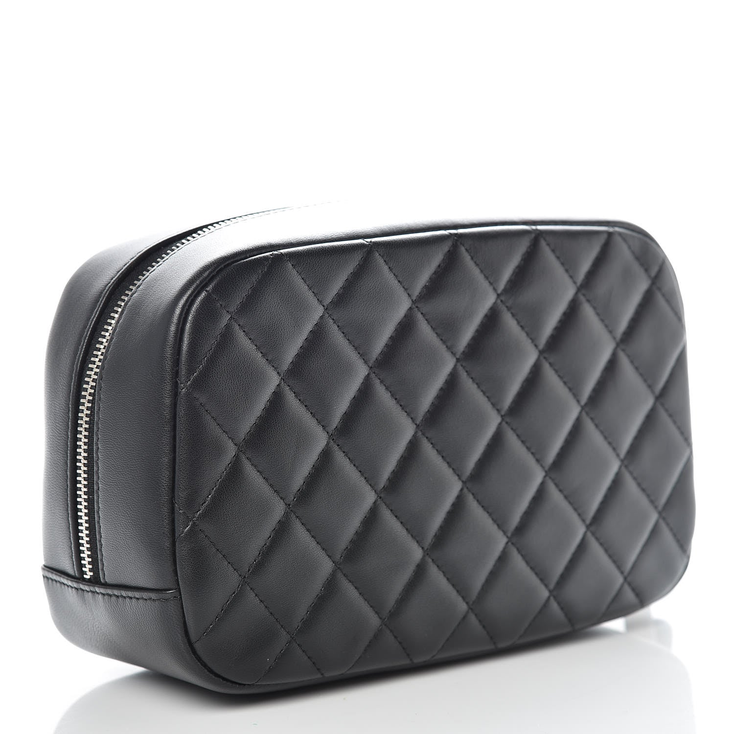 Chanel Lambskin Quilted Medium Curvy Pouch Cosmetic Case Black 3 of 7