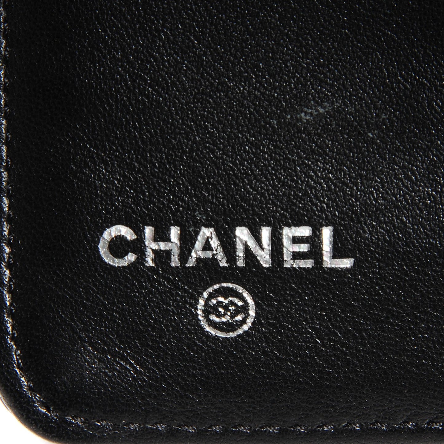 Patent Quilted Zip Pocket Wallet Black