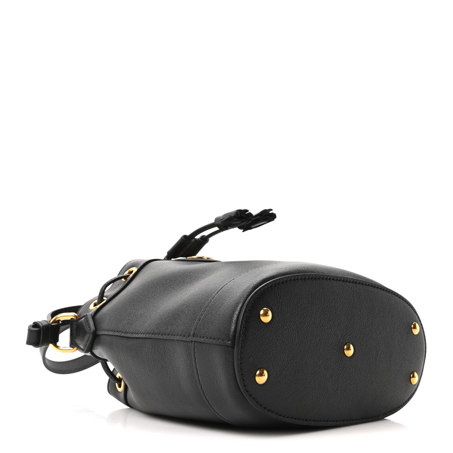 Softy Wonka Textured Dollar Calfskin Mini Diana Bucket Bag Black