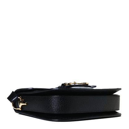 Gucci Jacquard Black Denim GG Monogram Textured Dollar Calfskin Horsebit 1955 Shoulder Bag Black Ivory 4 of 14