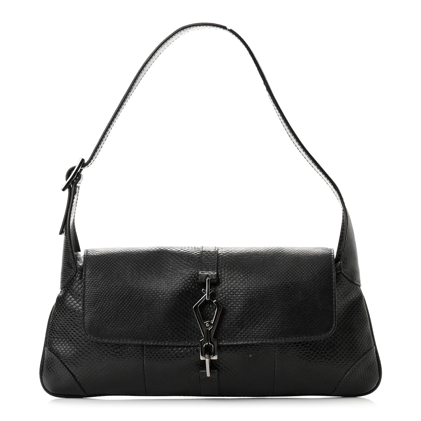 Snakeskin Small Jackie O Hobo Black
