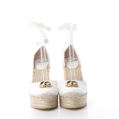 Gucci Nappa Matelasse GG Marmont Ankle Wrap Platform 35/120mm Espadrille Wedges 37.5 Great White 3 of 6
