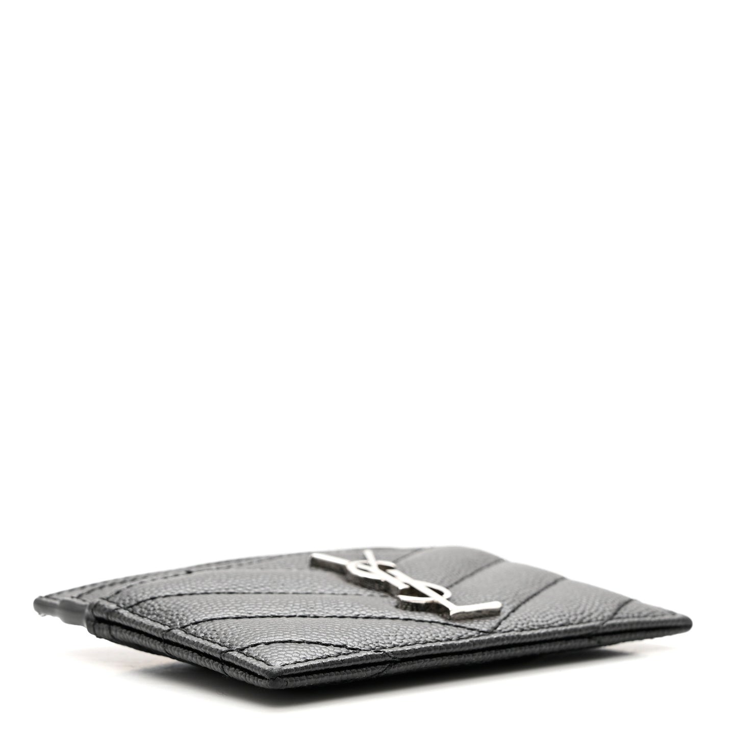 Grain De Poudre Matelasse Chevron Monogram Credit Card Case Black