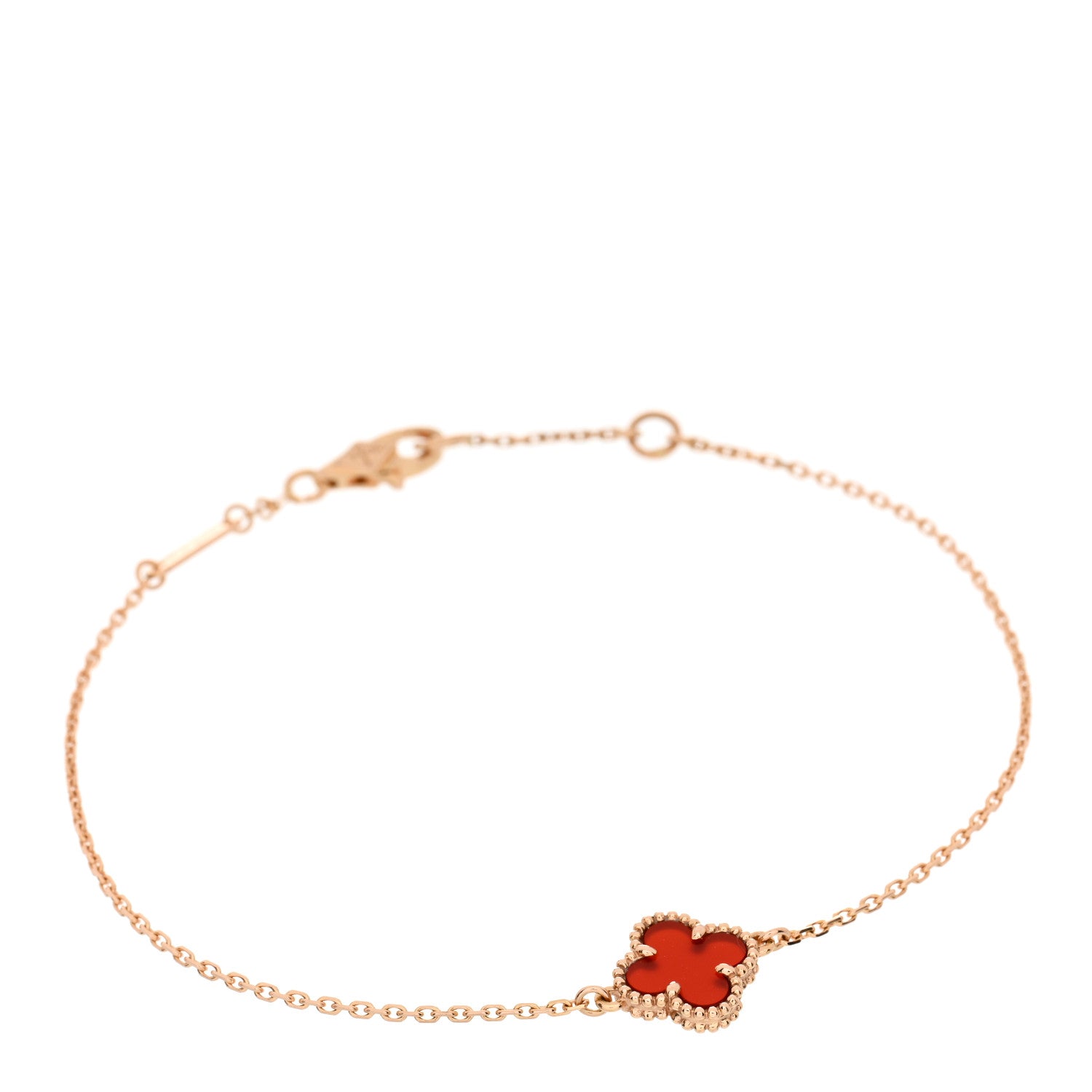 Van Cleef & Arpels 18K Rose Gold Carnelian Sweet Alhambra Bracelet 1 of 5