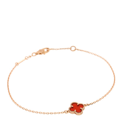 Van Cleef & Arpels 18K Rose Gold Carnelian Sweet Alhambra Bracelet 1 of 5