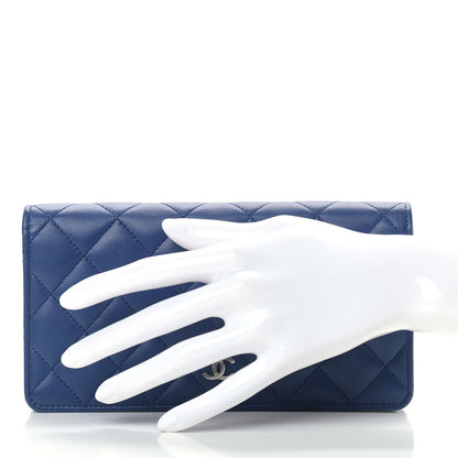 Chanel Lambskin Quilted Yen Wallet Dark Blue 3 of 13