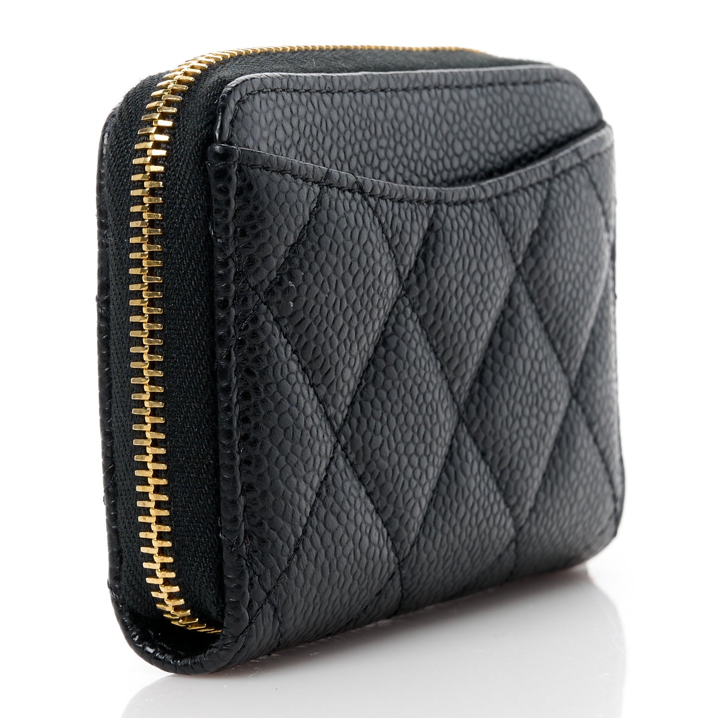 Caviar Quilted Classic Zipped Coin Purse Black