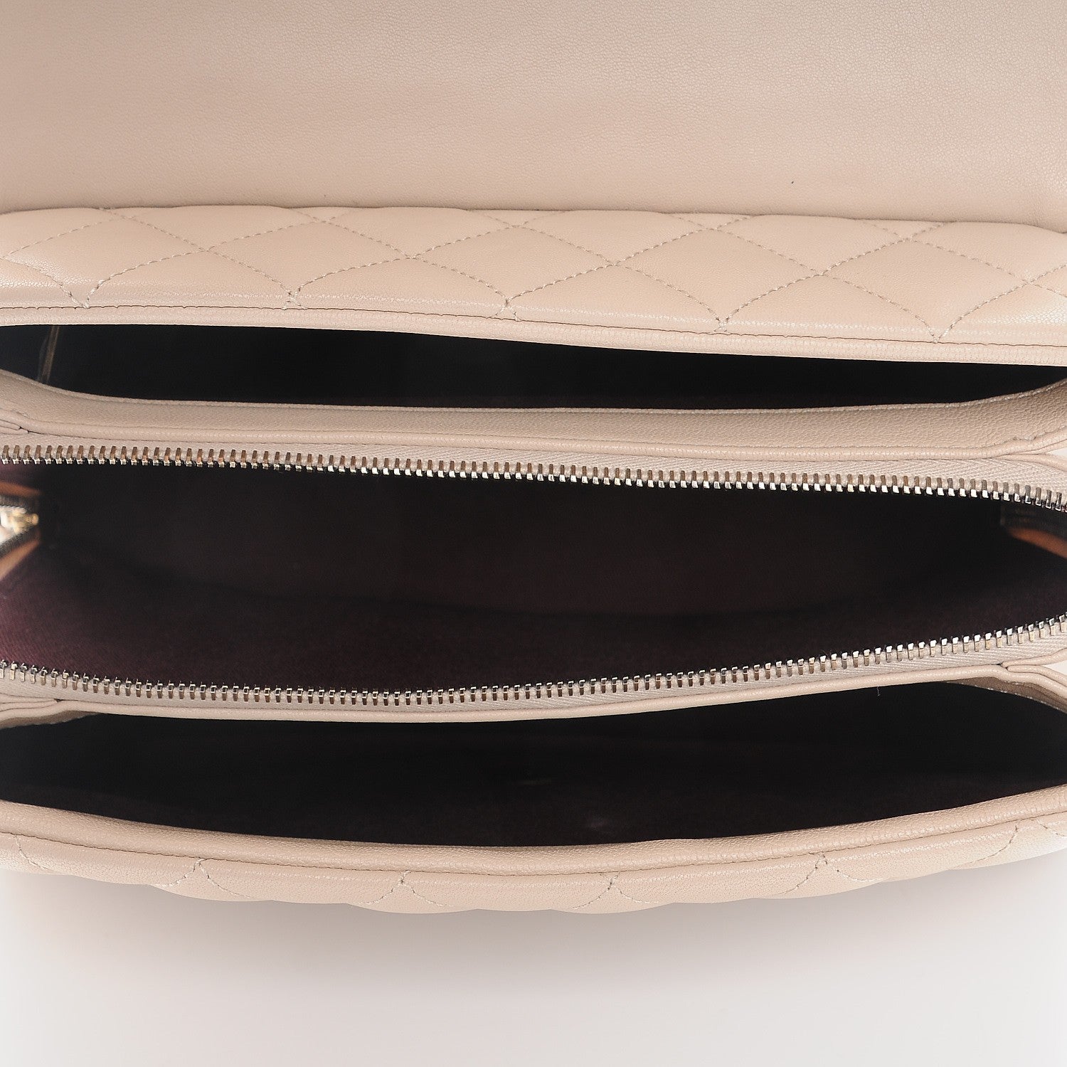 Chanel Shiny Sheepskin Quilted Large Trapezio Flap Beige 5 of 9