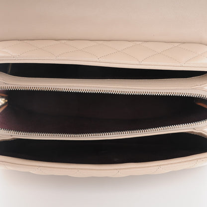 Chanel Shiny Sheepskin Quilted Large Trapezio Flap Beige 5 of 9