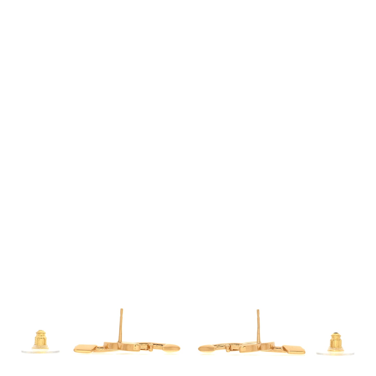 Metal CC Arrow Stud Earrings Gold