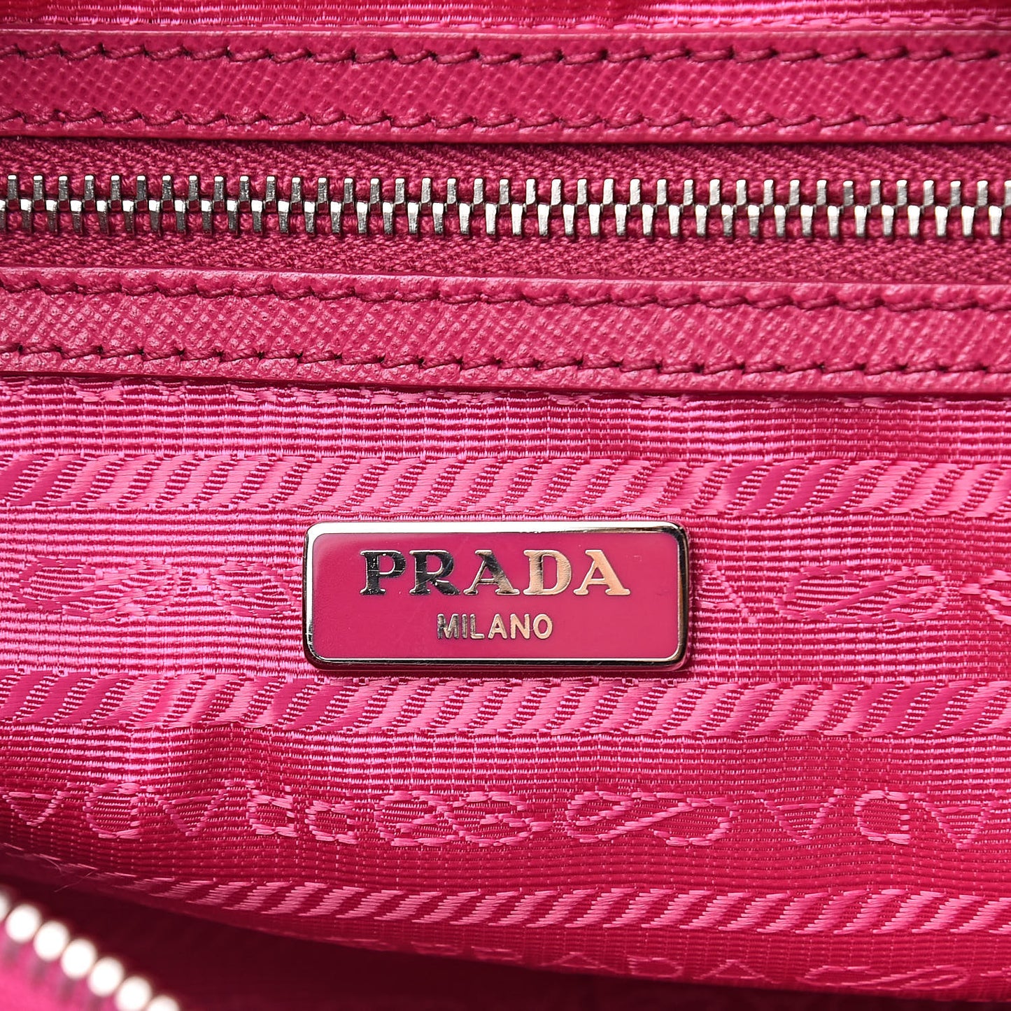 Nylon Saffiano Vela Double Zip Crossbody Bag Fuxia