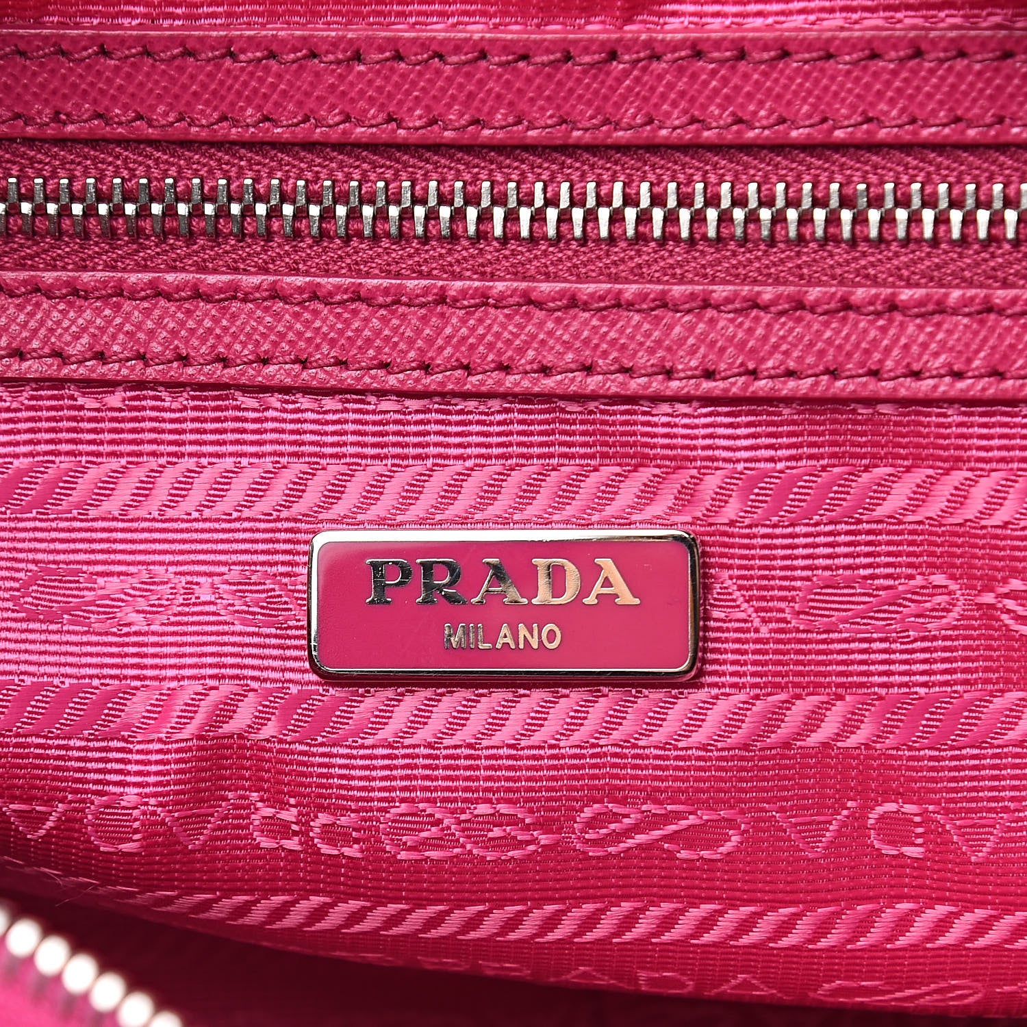 Prada Nylon Saffiano Vela Double Zip Crossbody Bag Fuxia 6 of 11